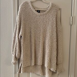 Bobeau Cream Crew Neck Sweater Cozy Comfort